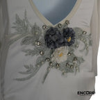 White Leotard with Sage Appliqué  leotard