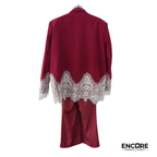 Burgundy Lace-Trim Suit Costume  two piece
