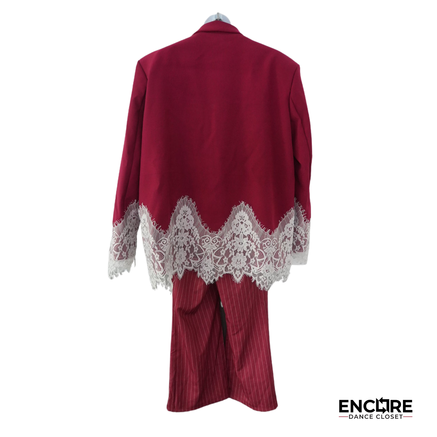 Burgundy Lace-Trim Suit Costume  two piece