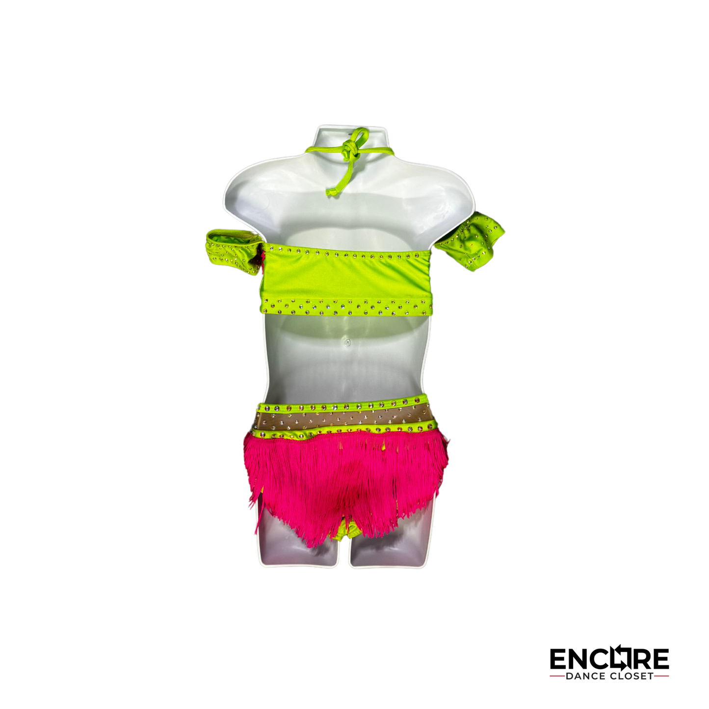 Neon Green and Pink Fringe Costume