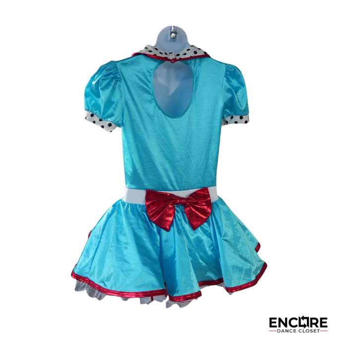 Turquoise Character Dance Costume with Polka Dot Apron  dress