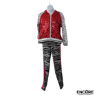 Red Sequin Hip Hop Costume Set  two piece