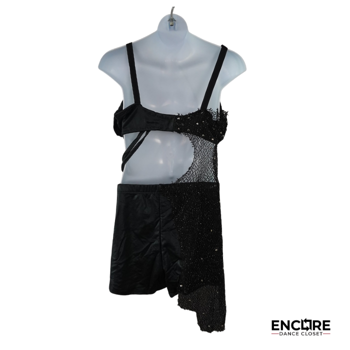 Black Fishnet & Rhinestone Dance Costume  two piece