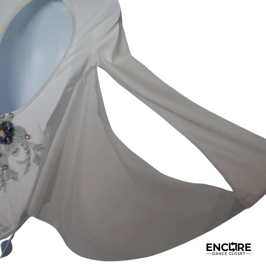 White Leotard with Sage Appliqué  leotard