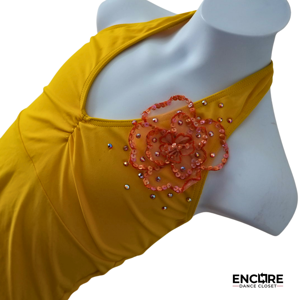Yellow & Orange Halter Dance Dress  two piece