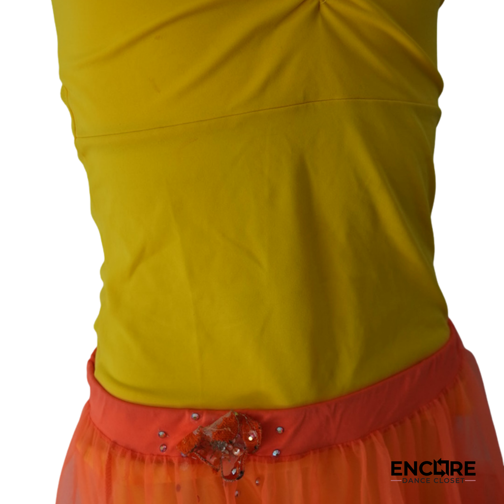 Yellow & Orange Halter Dance Dress  two piece