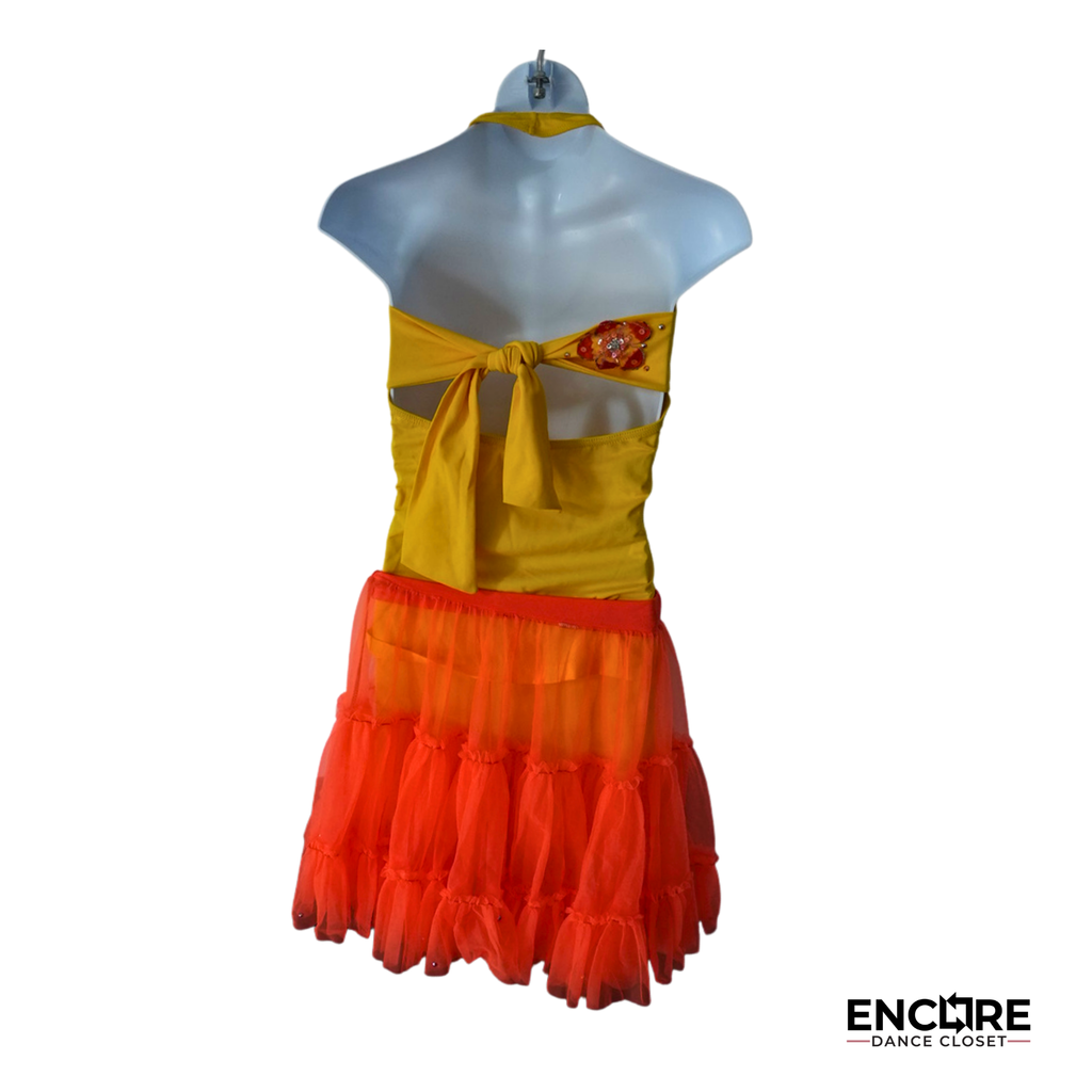 Yellow & Orange Halter Dance Dress  two piece