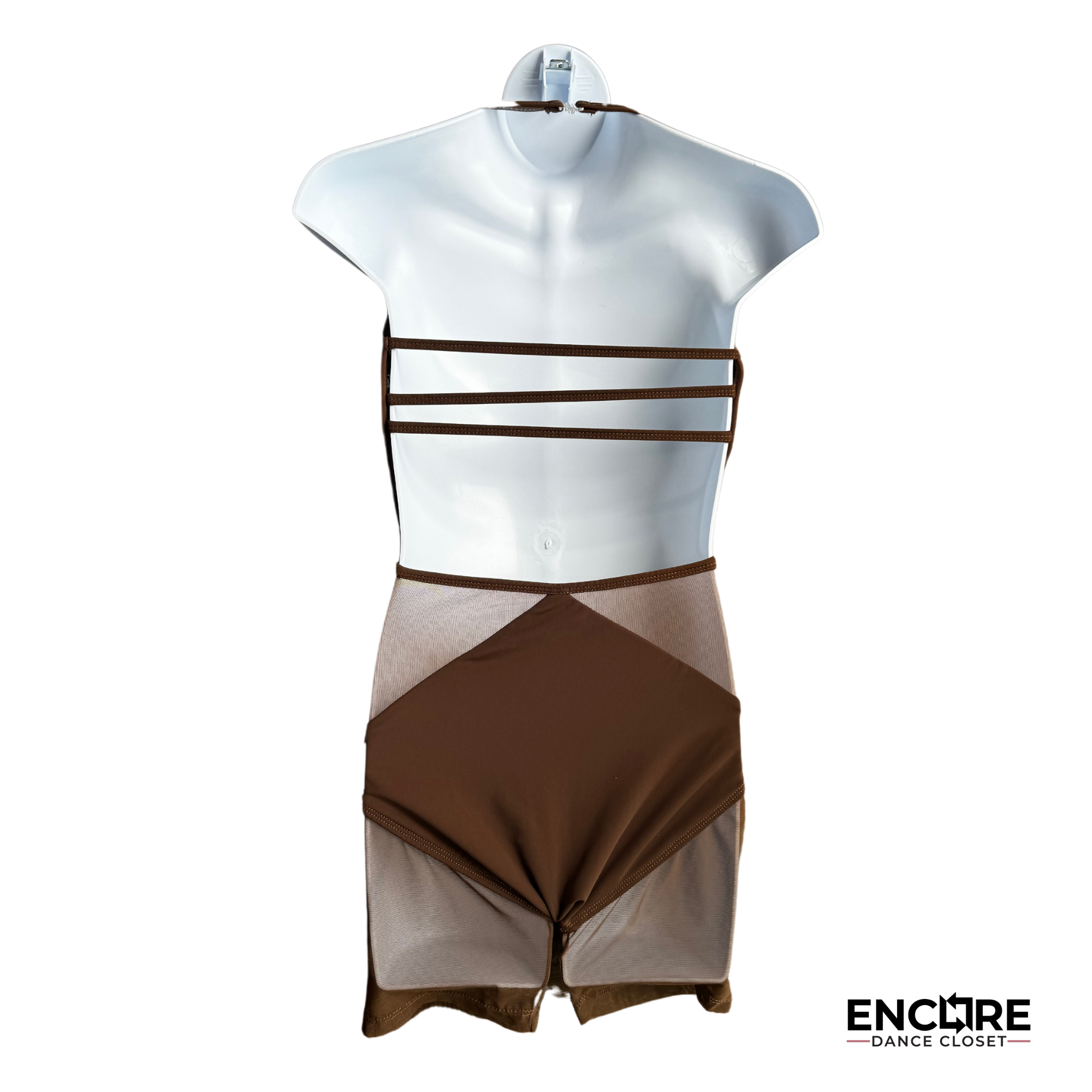 Sleek Custom Brown LA Design Biketard - Encore Dance Closet