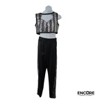 Black & Silver Sequin Crop Top & Pant Costume  two piece