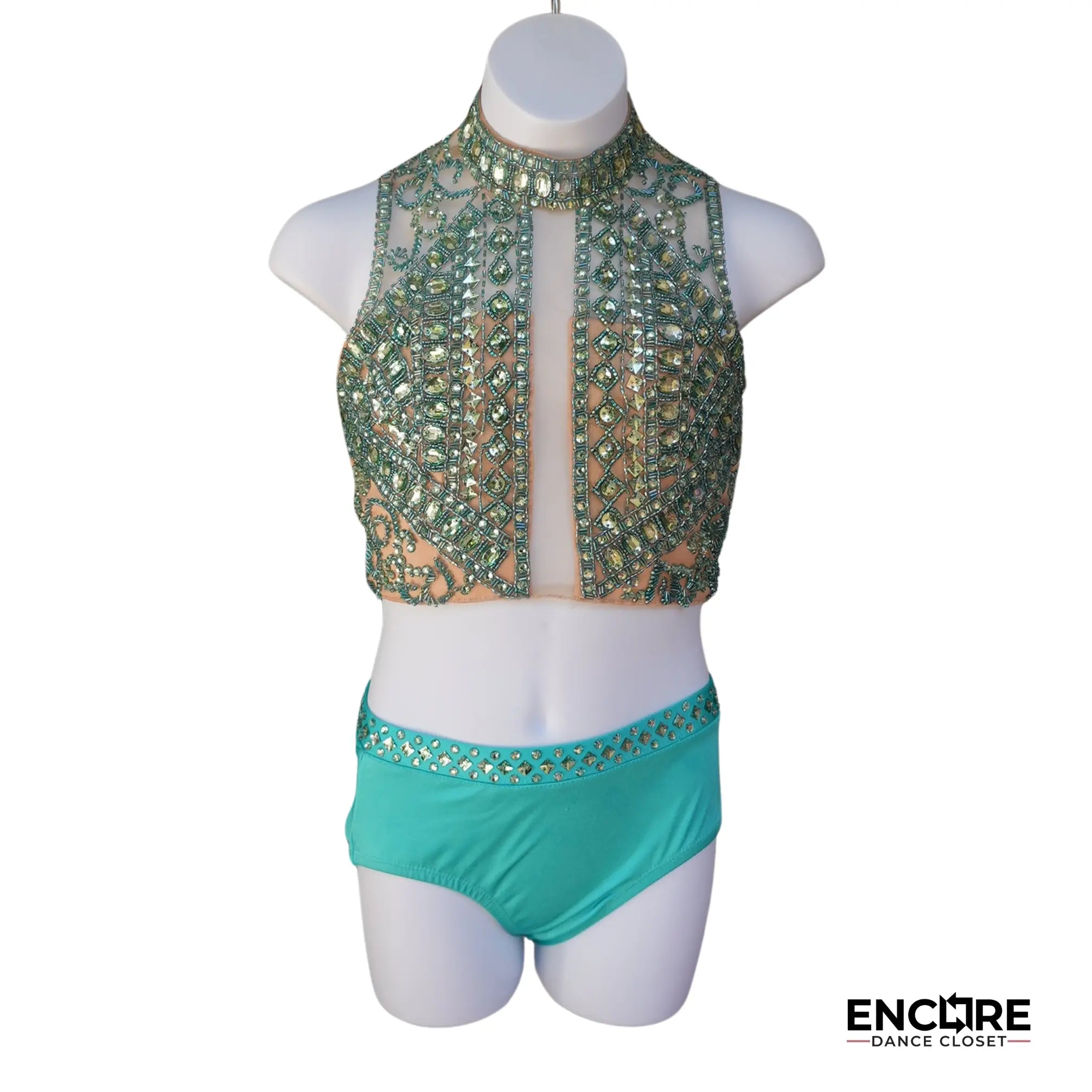 Turquoise Rhinestone Elegance  two piece