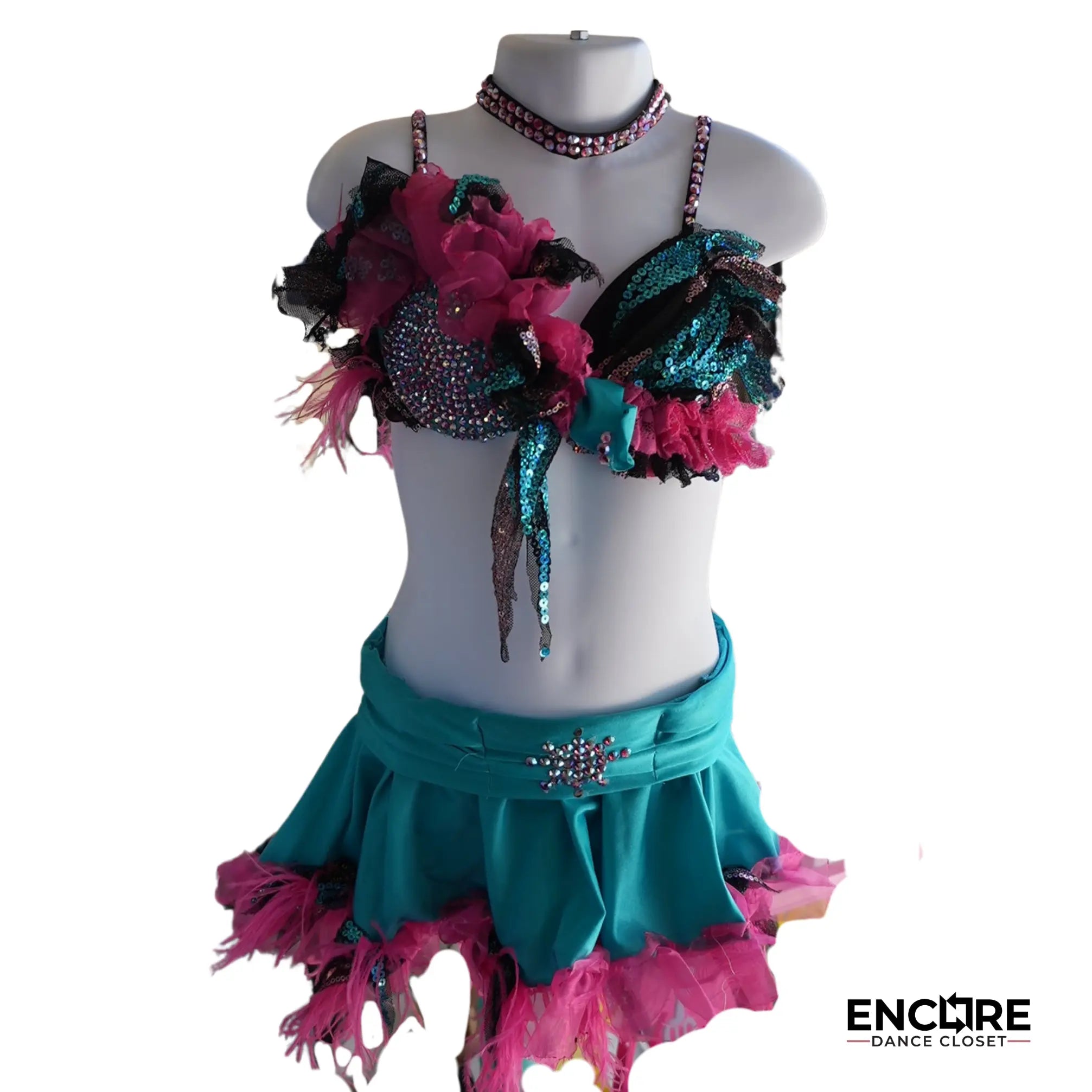 Turquoise & Pink Feather Dream  two piece
