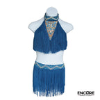 Blue Fringe Flare  two piece