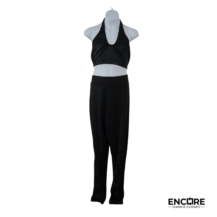 Black Halter Crop Top & Pant Costume  two piece