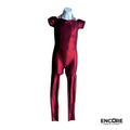 Radiant Red Shiny Off-Shoulder Unitard  unitard