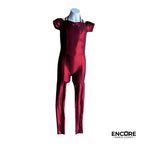 Radiant Red Shiny Off-Shoulder Unitard  unitard