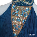 Blue Fringe Flare  two piece