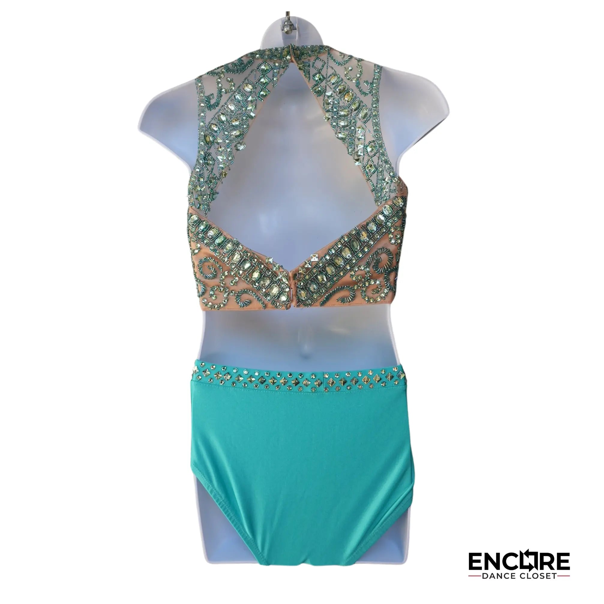Turquoise Rhinestone Elegance  two piece