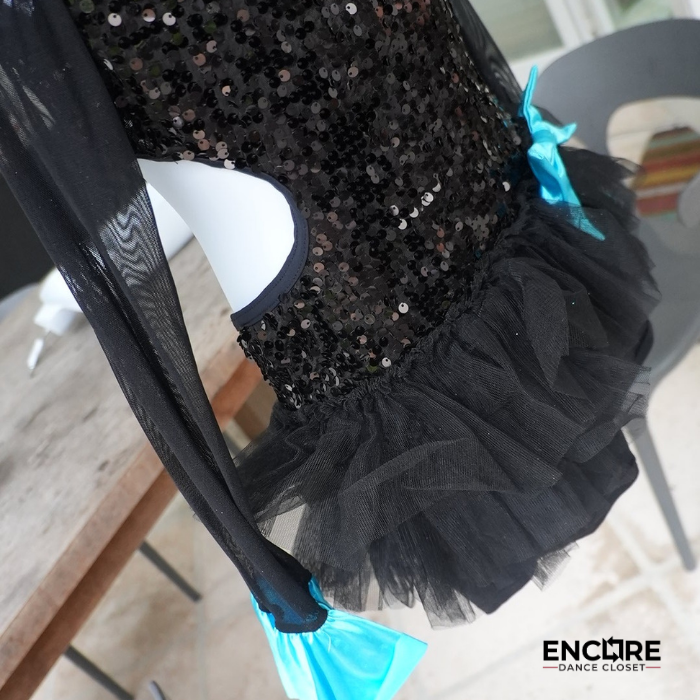 Black Sequin Tutu with Turquoise Accents  biketard