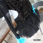 Black Sequin Tutu with Turquoise Accents  biketard