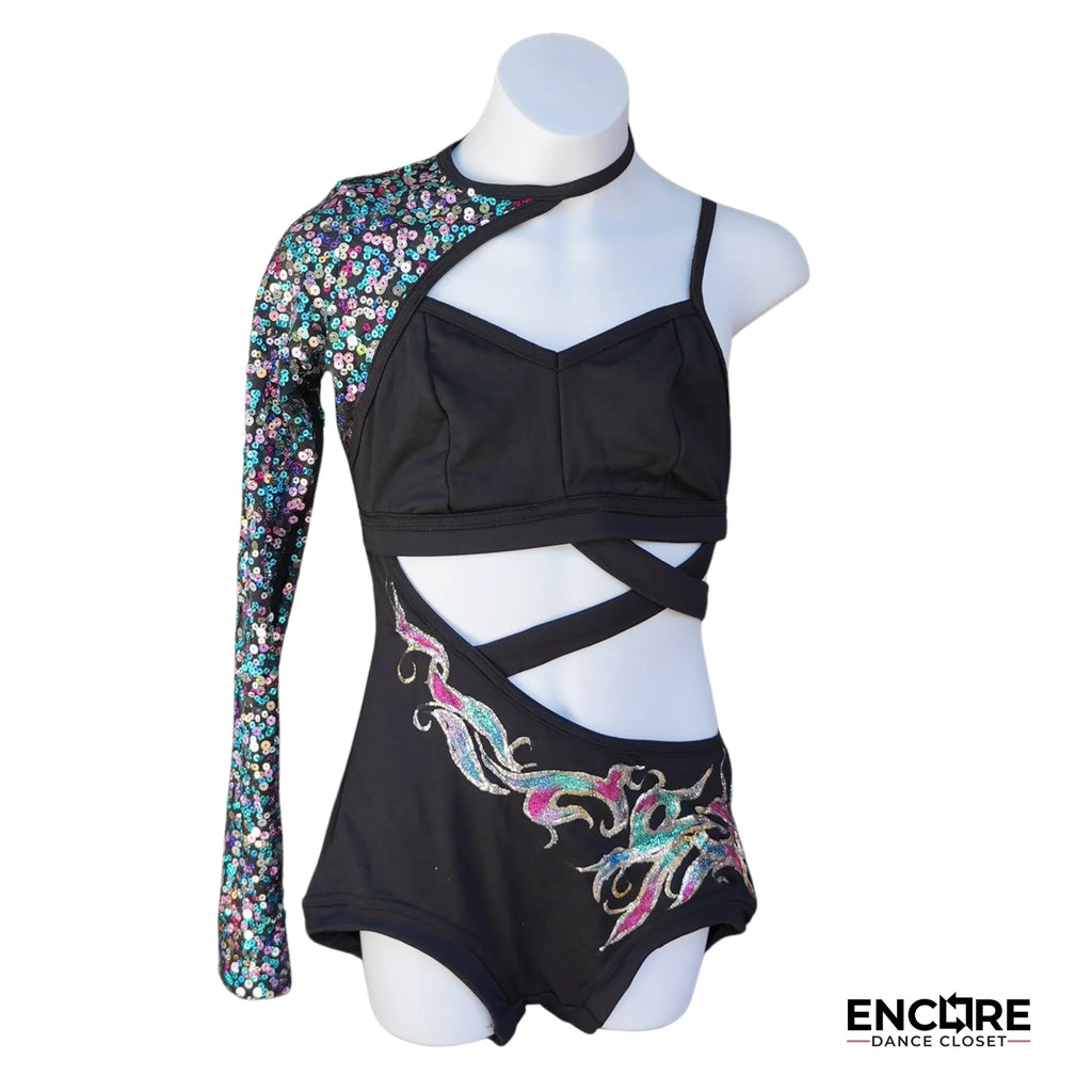 Black Asymmetrical Leotard  leotard