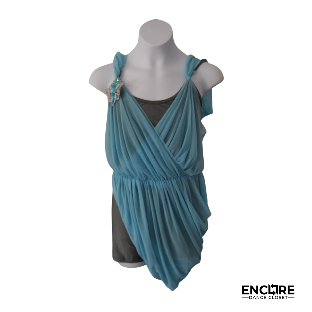 Blue & Olive Embellished Lyrical Dress  biketard