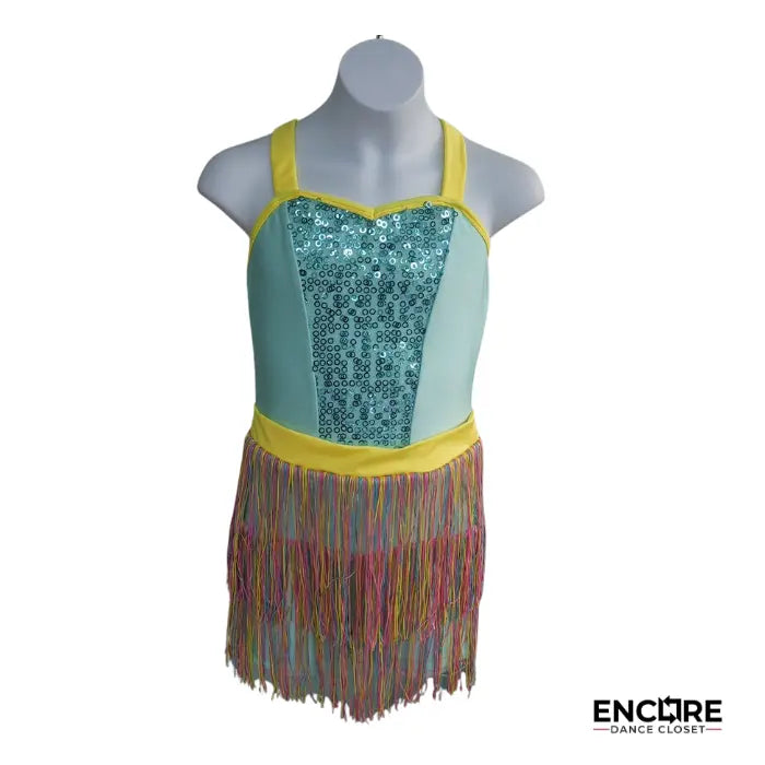 Aqua Sunshine Fringe  biketard