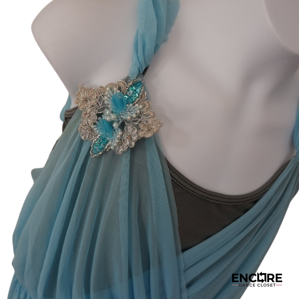 Blue & Olive Embellished Lyrical Dress  biketard