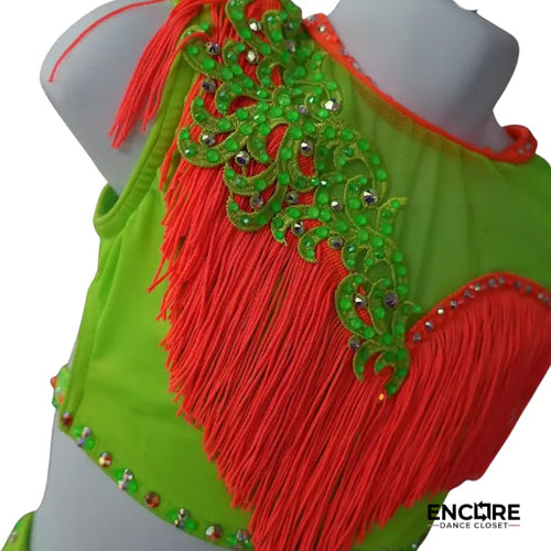 Neon Fringe Latin Set  two piece