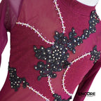 Burgundy Mesh Elegance  leotard