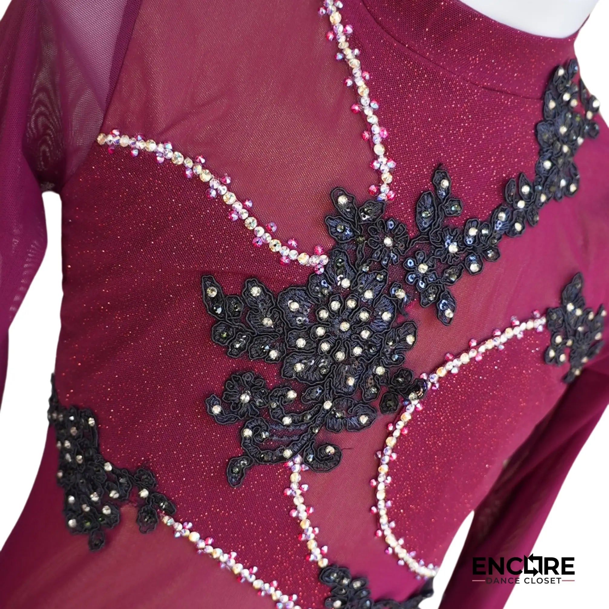 Burgundy Mesh Elegance  leotard