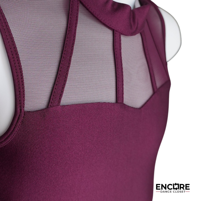 Burgundy Unitard with Mesh Panels