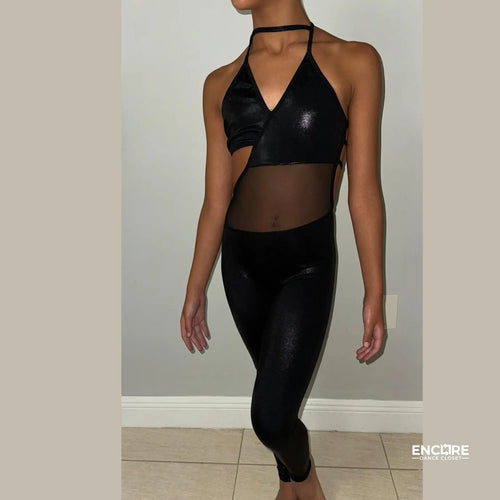 Asymmetrical Black Uni  unitard