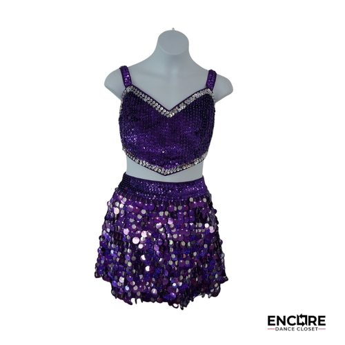 Purple Sequin & Paillette Two-Piece Dance Costume  two piece