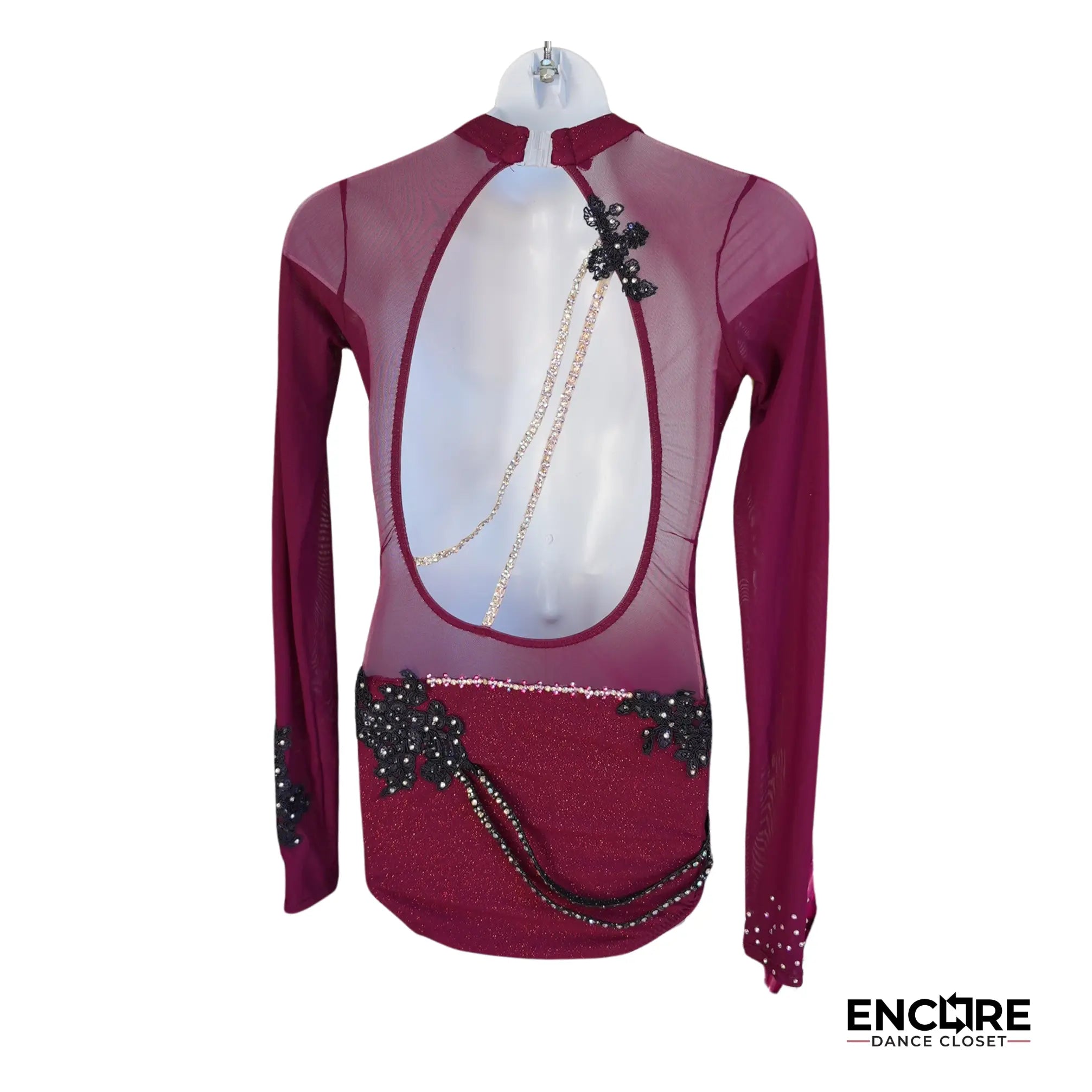 Burgundy Mesh Elegance  leotard