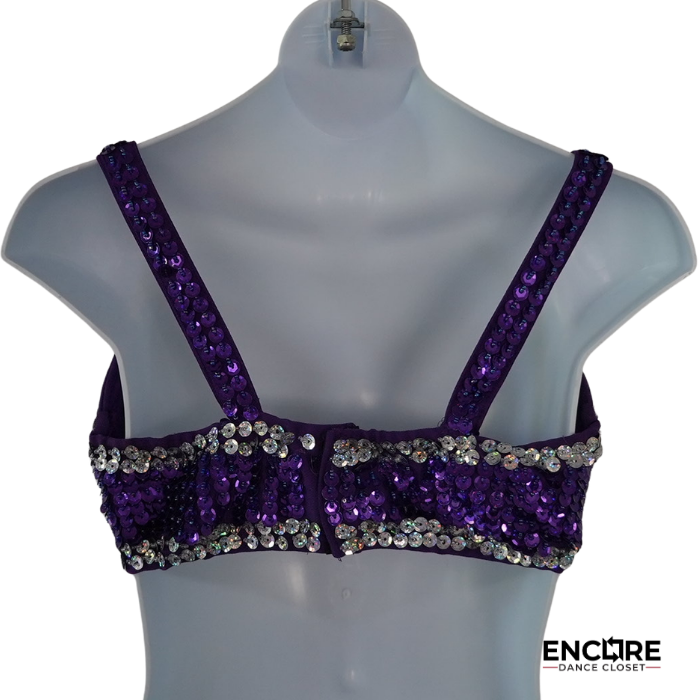 Purple Sequin & Paillette Two-Piece Dance Costume  two piece