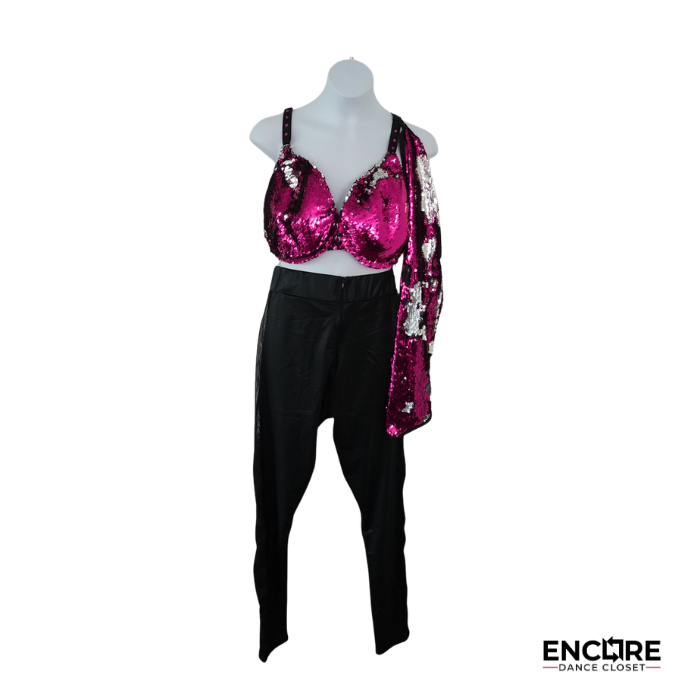 Fuchsia Reversible Sequin Bra & Pant Costume  two piece