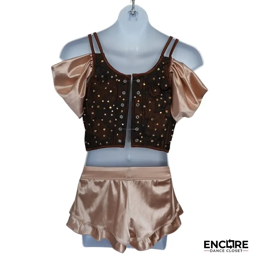 Beige Silk Flare Shorts & Corset Top