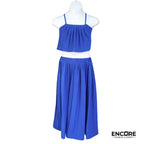 Blue Pleated Elegance  two piece