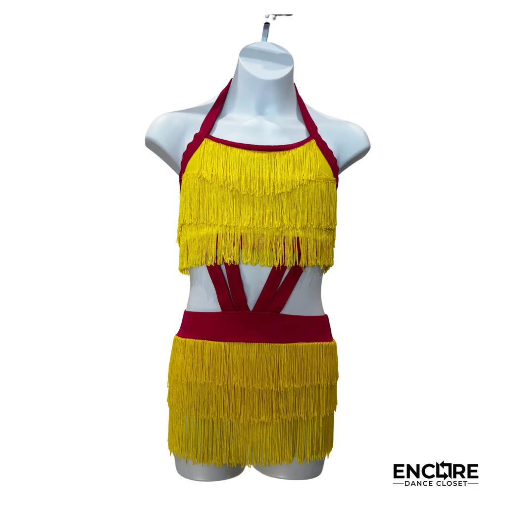 Yellow Fringe Stunner  leotard