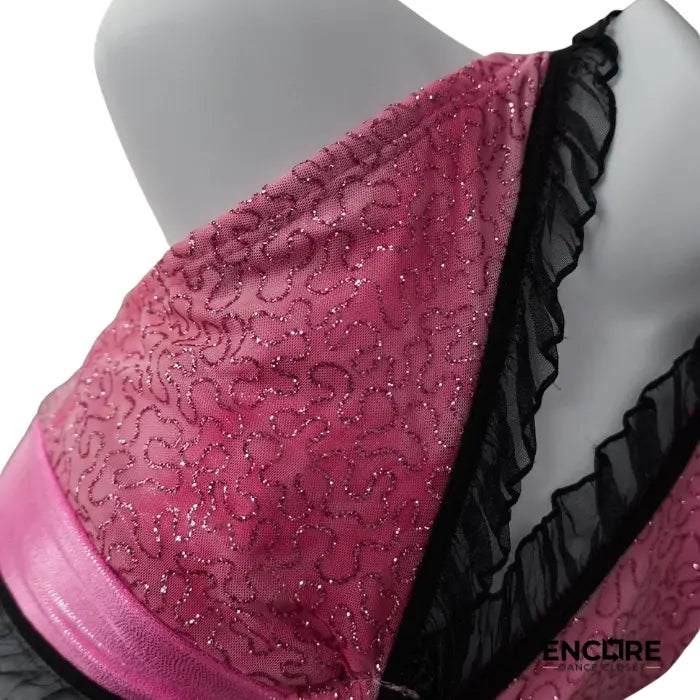 Pink & Black Cabaret-Style Jazz Costume with Bow Back Detail  two piece