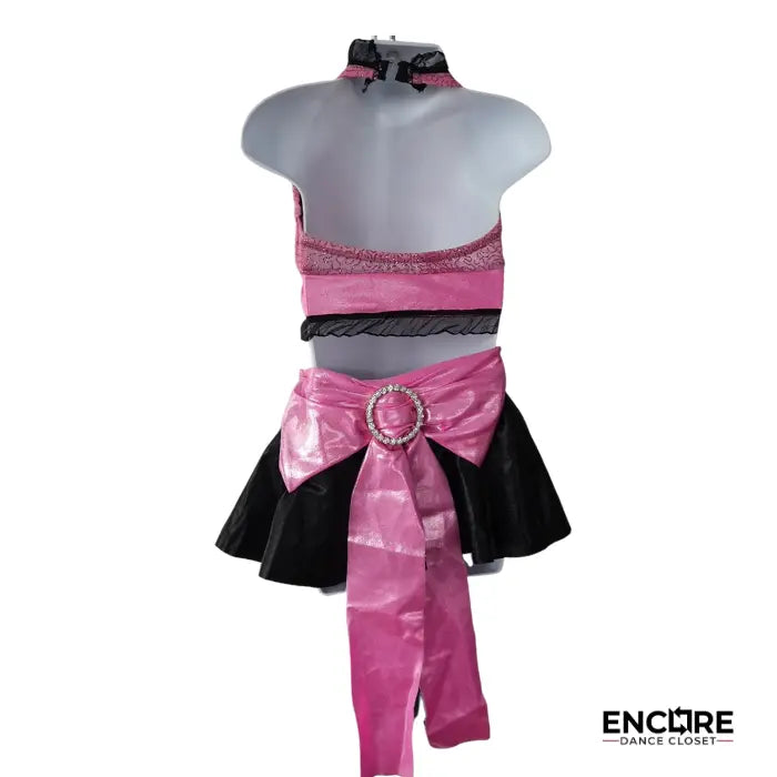 Pink & Black Cabaret-Style Jazz Costume with Bow Back Detail  two piece