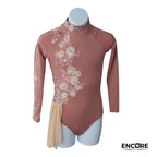 Nude & Dusty Rose Long-Sleeve Lyrical Leotard with Floral Appliqué  leotard