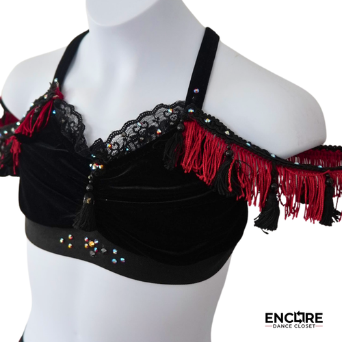 Black & Red Fringe Character Two Piece Costume  two piece