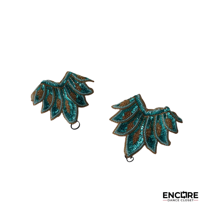 Turquoise & Gold Bejeweled Two-Piece Dance Costume  two piece
