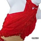 Radiant Red Rhinestoned Mesh Leotard  leotard