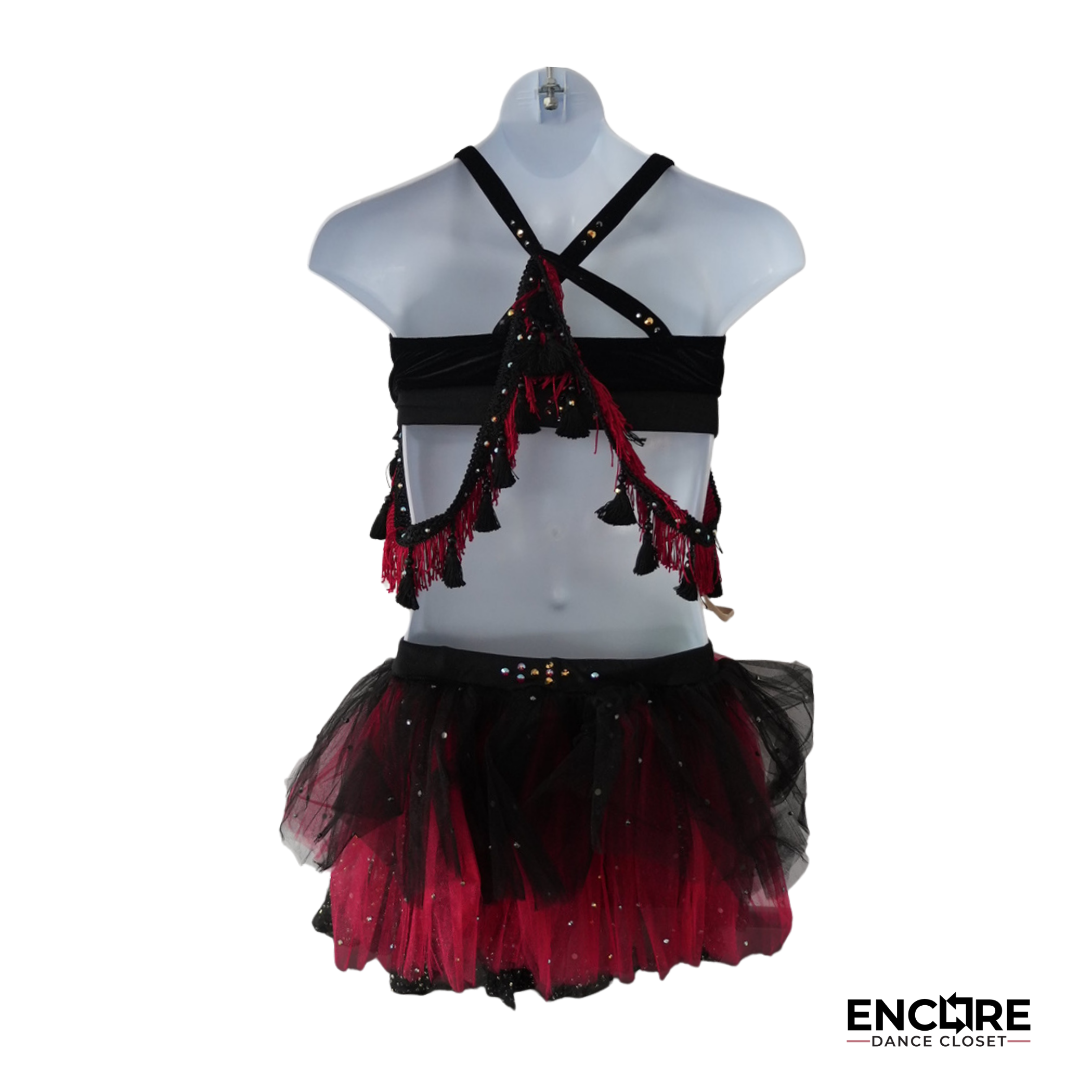 Black & Red Fringe Character Two Piece Costume  two piece