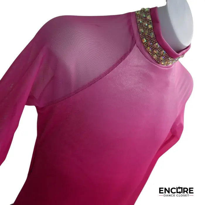 Hot Pink Ombre Fringe  biketard