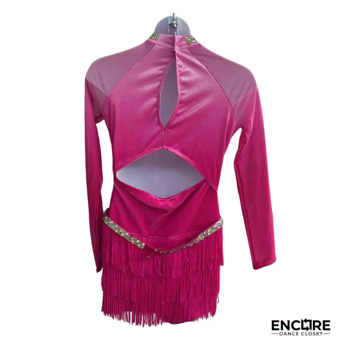 Hot Pink Ombre Fringe  biketard