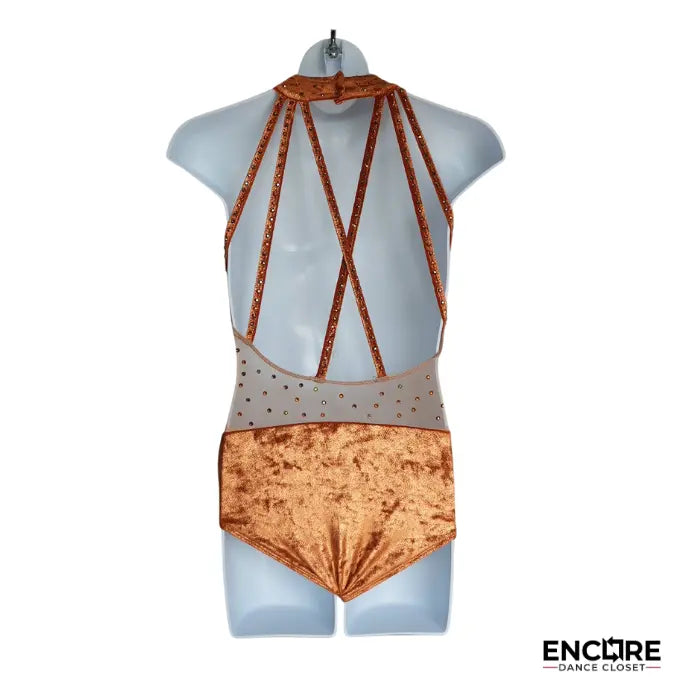 Copper Velvet Leotard with Rhinestone Accents  leotard