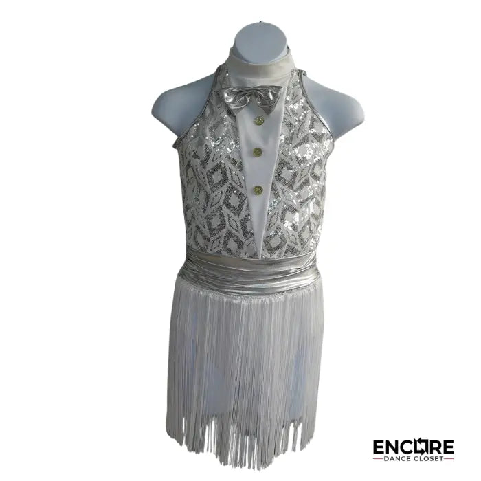 Silver Spotlight Tuxedo  leotard